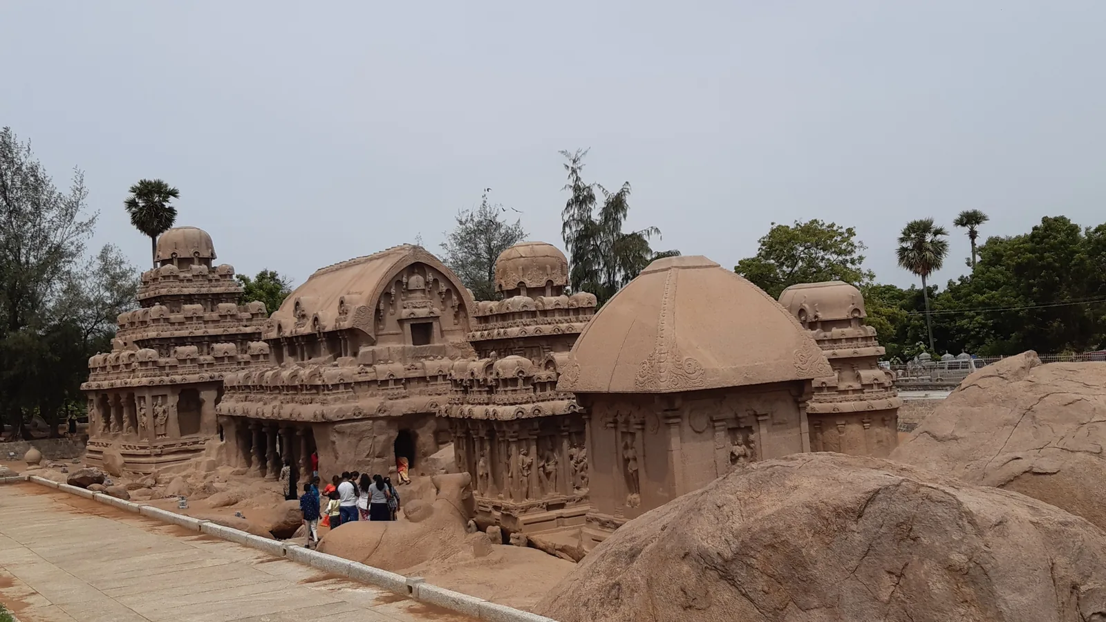 Pancha Rathas monolithic monuments at Mahabalipuram in Tamil Nadu