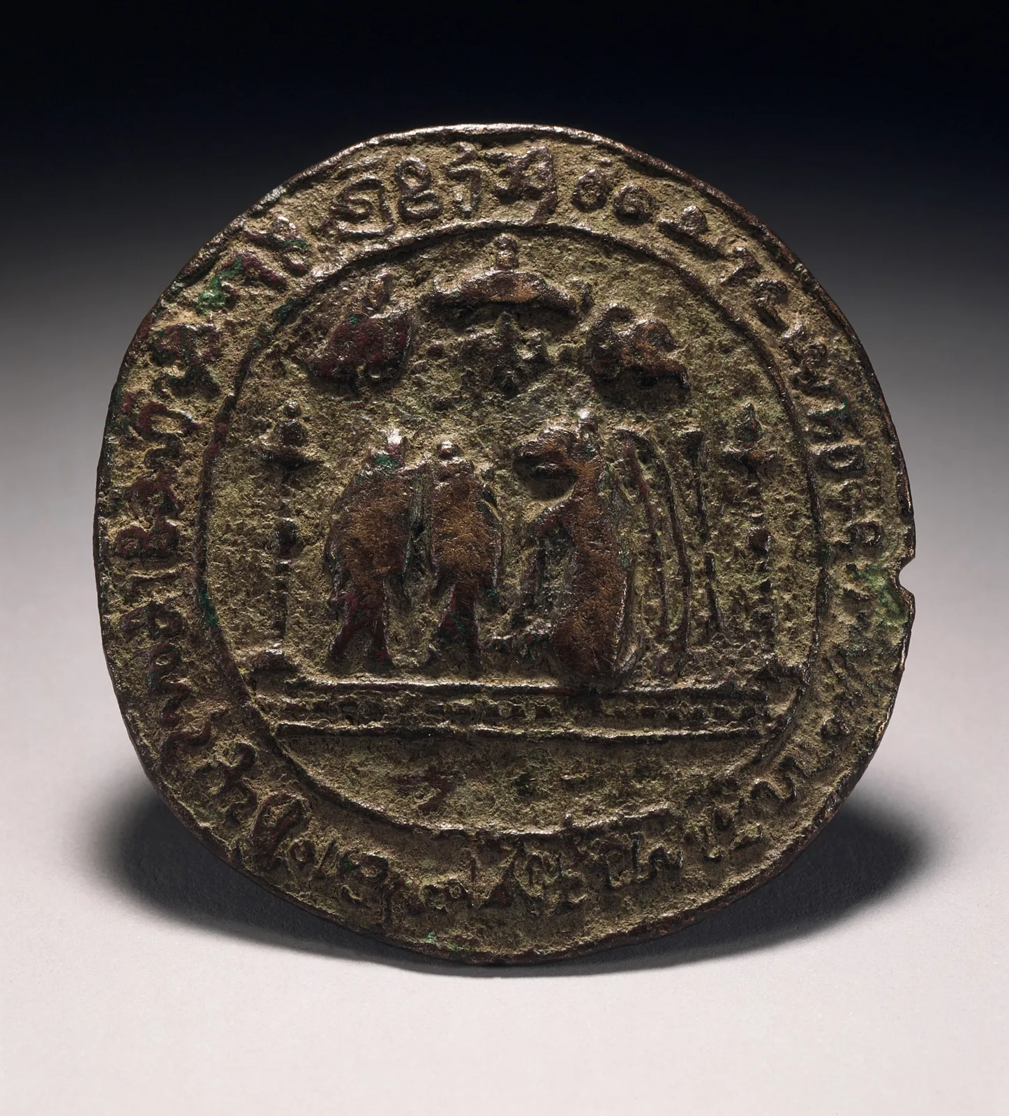 Copper-alloy seal of Chola king Rajendra I, dated to his reign