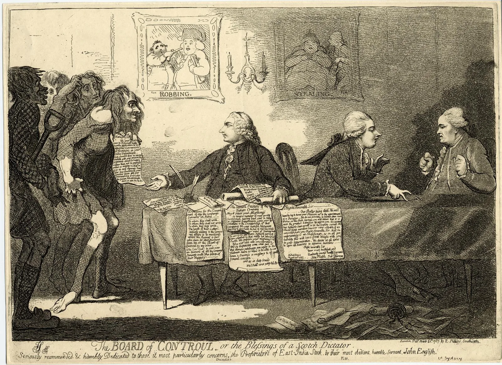 James Gillray's 1787 satire of the Board of Control established under Pitt's India Act