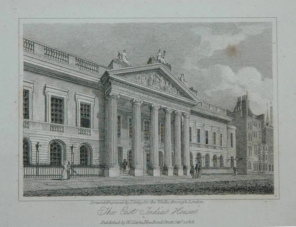Early nineteenth-century view of East India House in London, headquarters of the East India Company