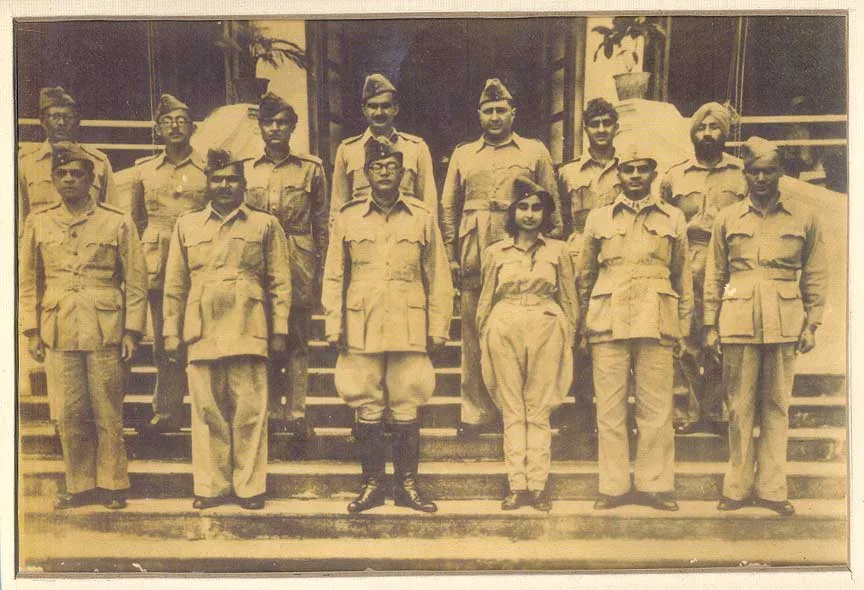 Subhas Chandra Bose with members of the Indian National Army