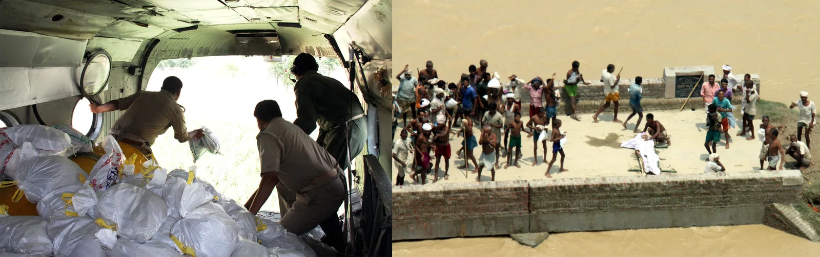 Indian Air Force helicopter conducts flood-relief operations in Uttar Pradesh, used as contextual imagery for the severe September 2026 floods