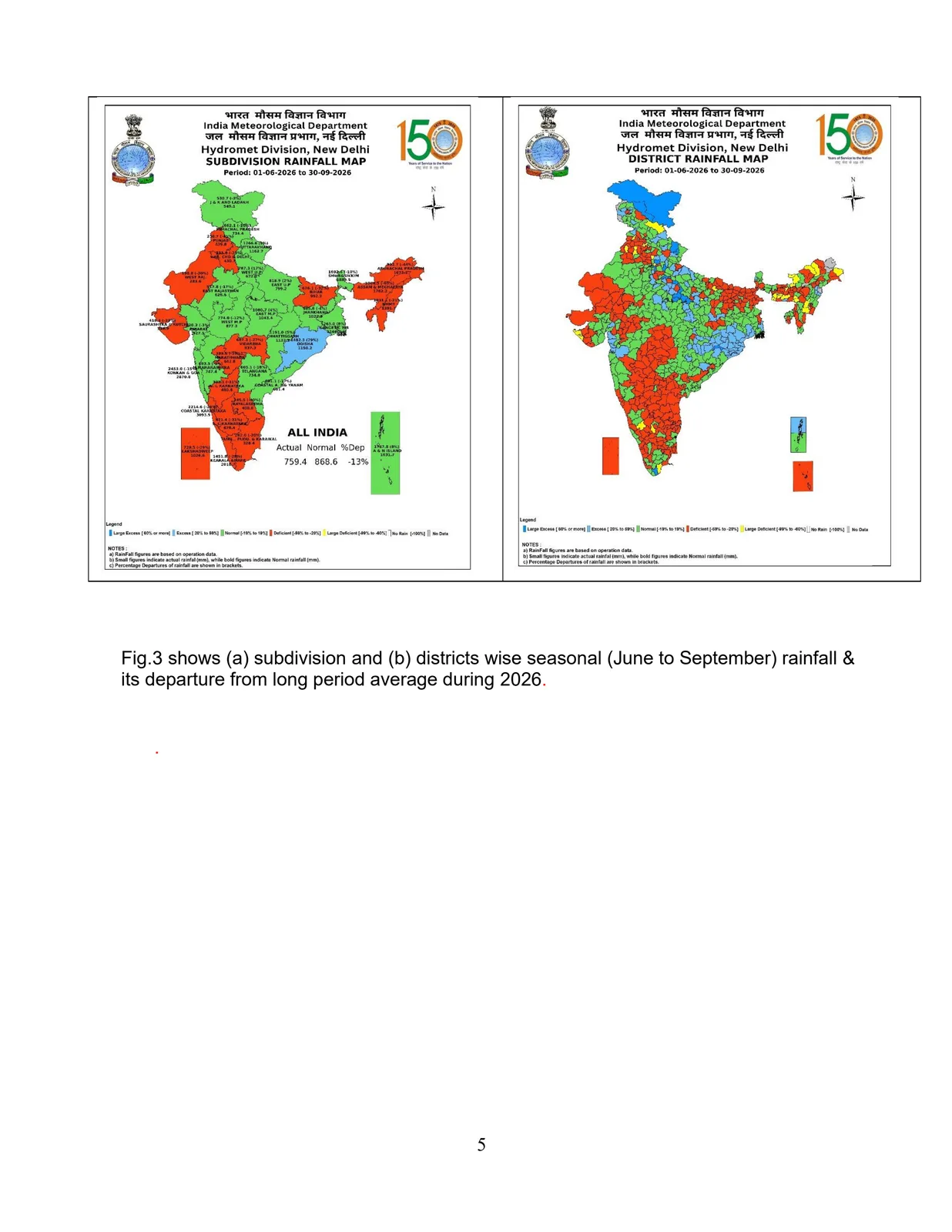 India Meteorological Department summary of the deficient 2026 southwest monsoon season
