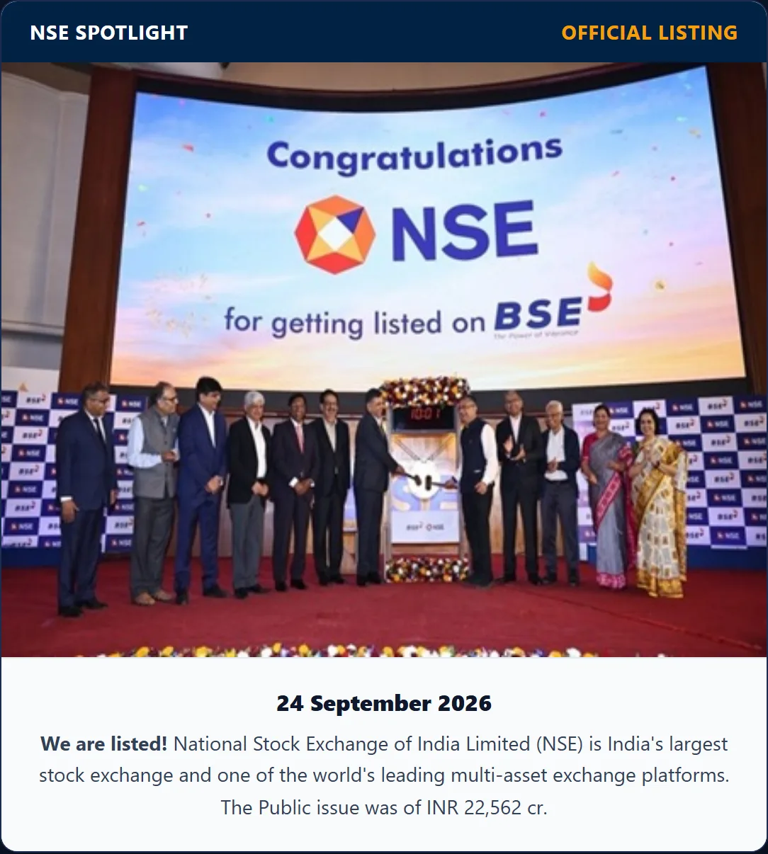 National Stock Exchange official listing announcement from 24 September 2026