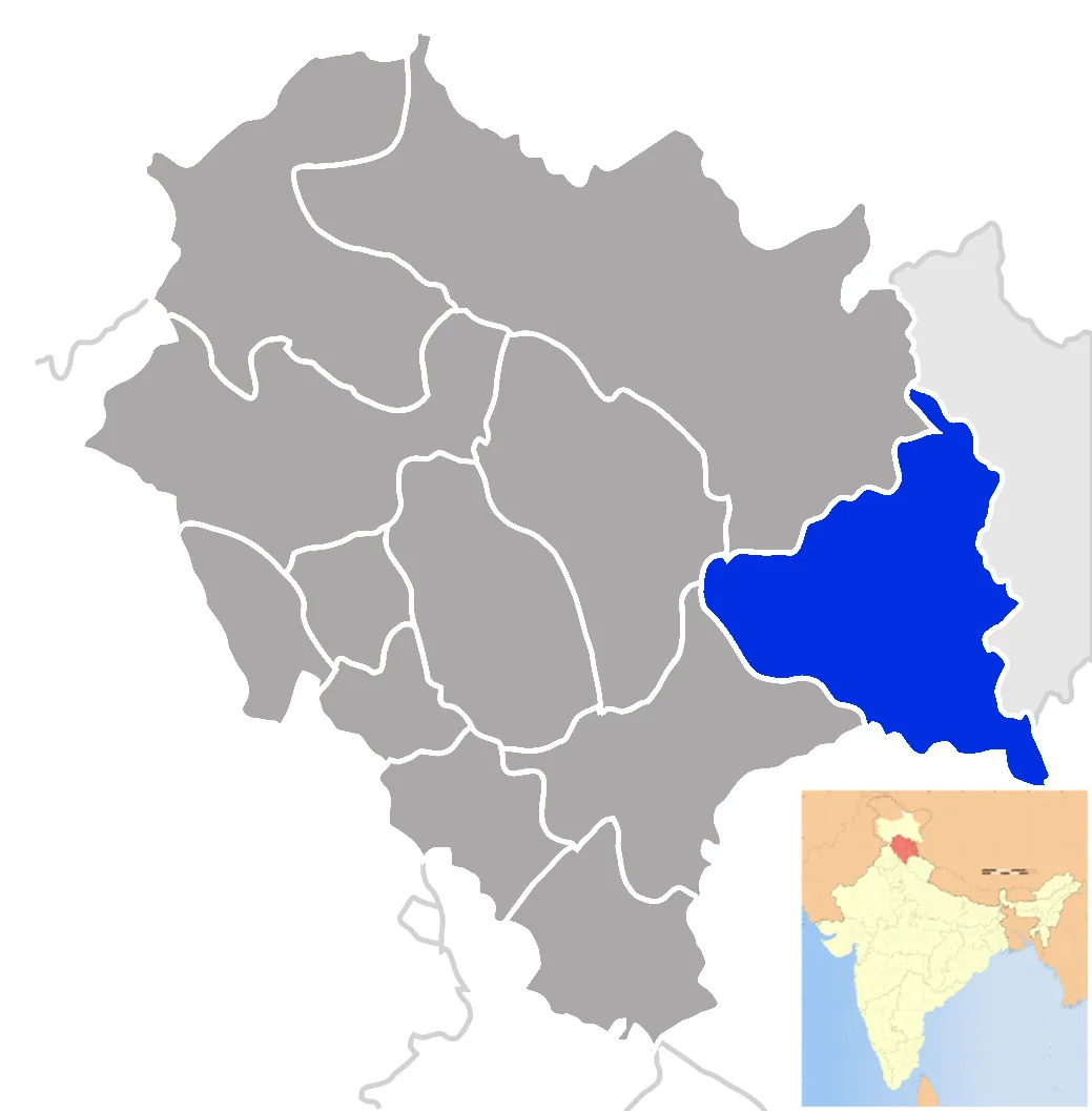 Earthquake strikes Himachal Pradesh, India: Modern 2009 locator map of Kinnaur district in Himachal Pradesh, site of the 1975 Kinnaur earthquake; not a photograph of the quake.