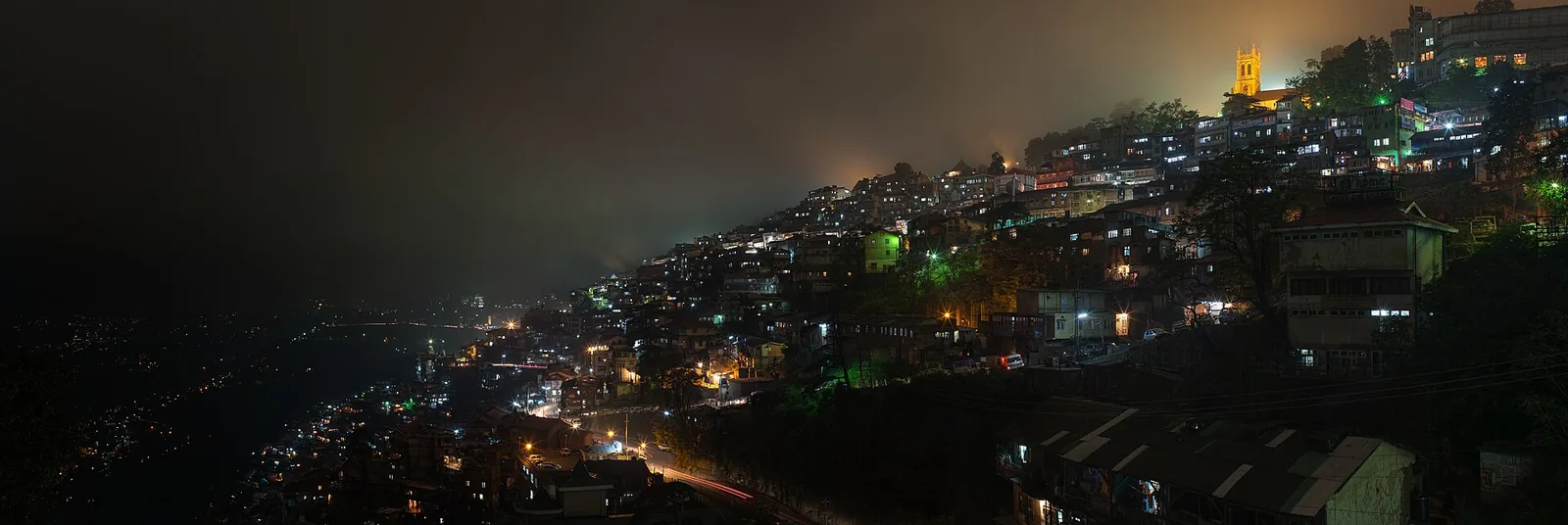 Himachal Pradesh becomes the 18th Indian state: Night panorama of Shimla photographed in September 2011, the capital of Himachal Pradesh since statehood on 25 January 1971. Not an image of the 1971 statehood ceremony.