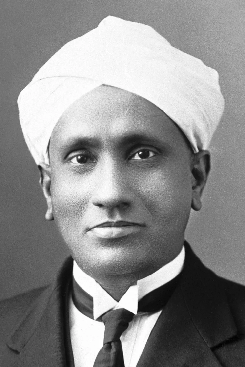 C. V. Raman observed the effect that would bear his name: Portrait of C. V. Raman from 1930, two years after the 1928 discovery. Not an image of the experiment.