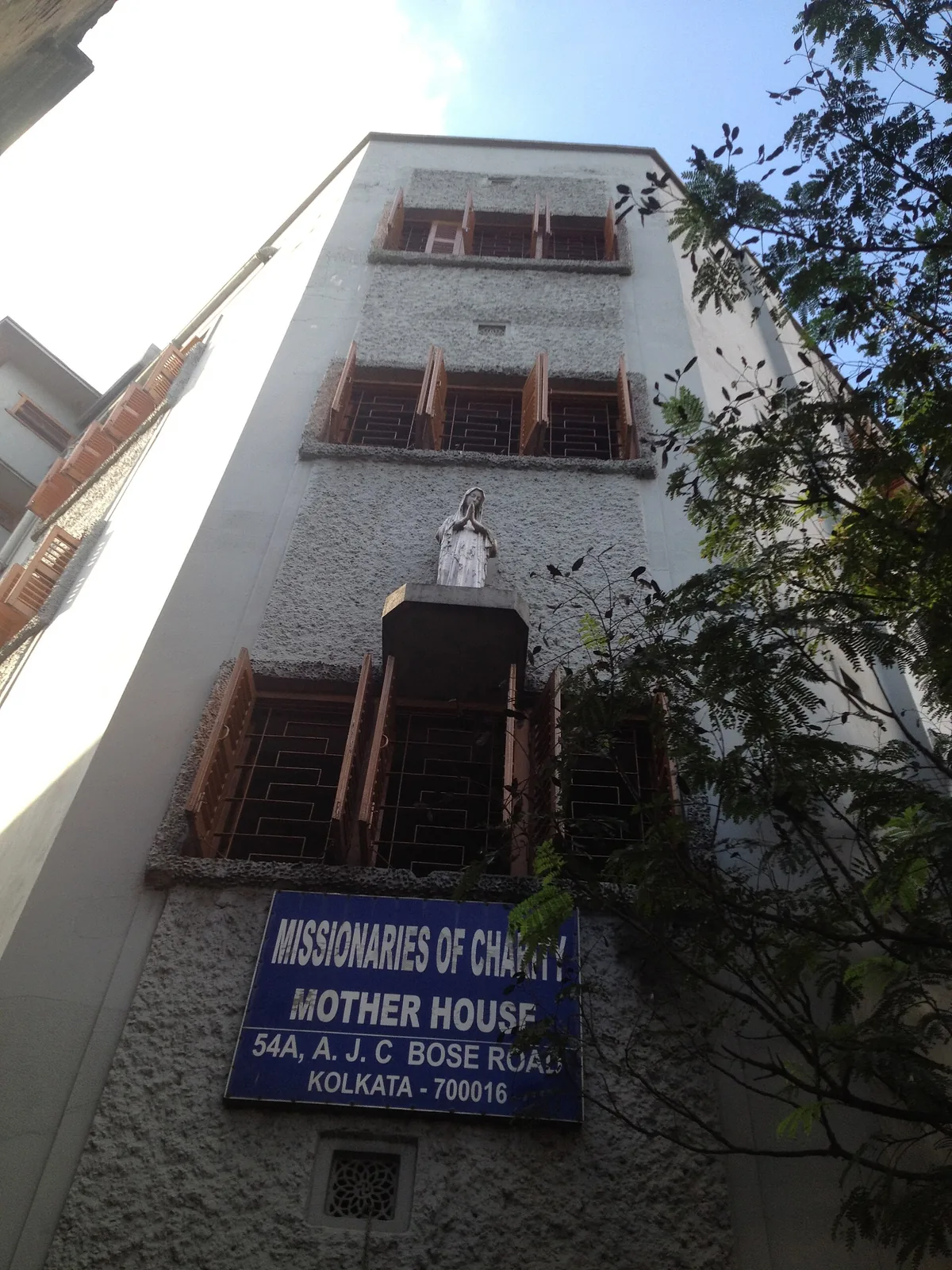India's Missionaries of Charity chooses Sister Nirmala to succeed Mother Teresa as its leader: 2012 photograph of Mother House in Kolkata, headquarters of the Missionaries of Charity; not the 1997 appointment of Sister Nirmala.