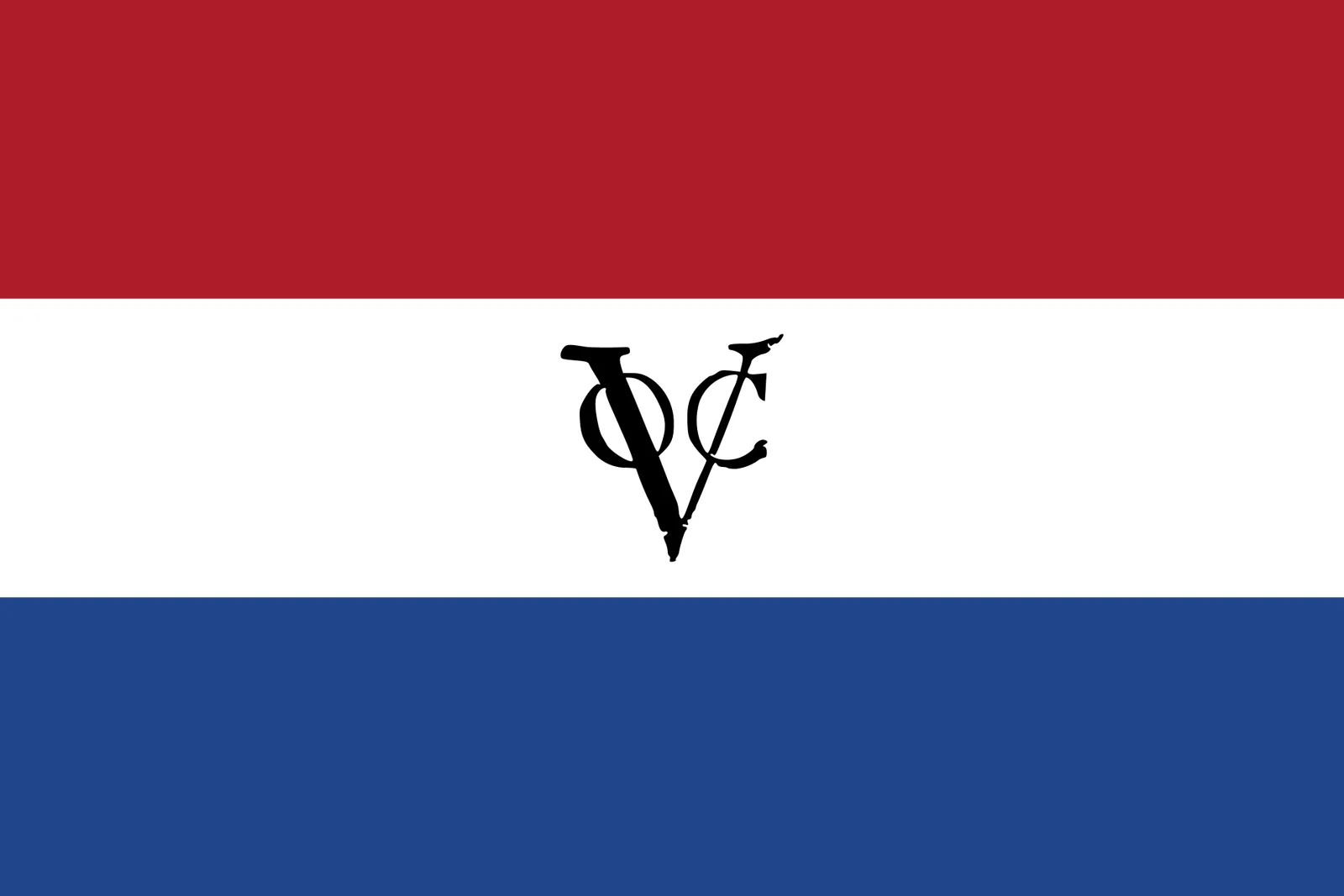 The United East India Company is established by the United Provinces States-General in…: Modern CC0 2018 reconstruction of the Dutch East India Company flag; not a surviving 1602 original, and the company later traded extensively in the Indian Ocean.