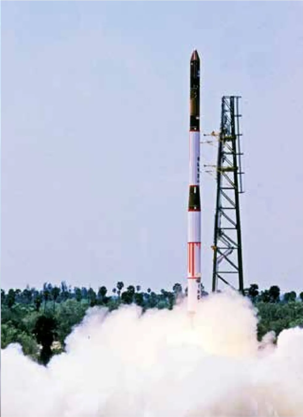 RS-D2 launched: ISRO-sourced image of an Indian SLV-3 rocket during launch; Commons does not prove the pictured flight is the 17 April 1983 RS-D2 mission. Government-data and third-party-rights exclusions require manual QA.