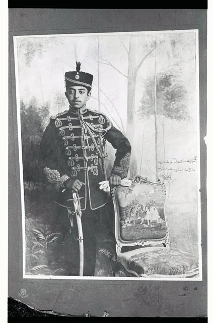 Amanullah Khan attacks British government in India: Historical portrait of Amanullah Khan of Afghanistan taken before 1919, the year of the Third Anglo-Afghan War. It shows the leader, not the attacks across the Indian frontier.
