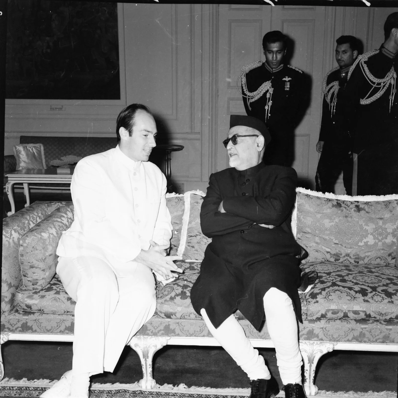 Dr: 1967 archival photograph of Dr Zakir Husain with Aga Khan IV. Husain was elected India's president in May 1967; not an election ceremony photograph.