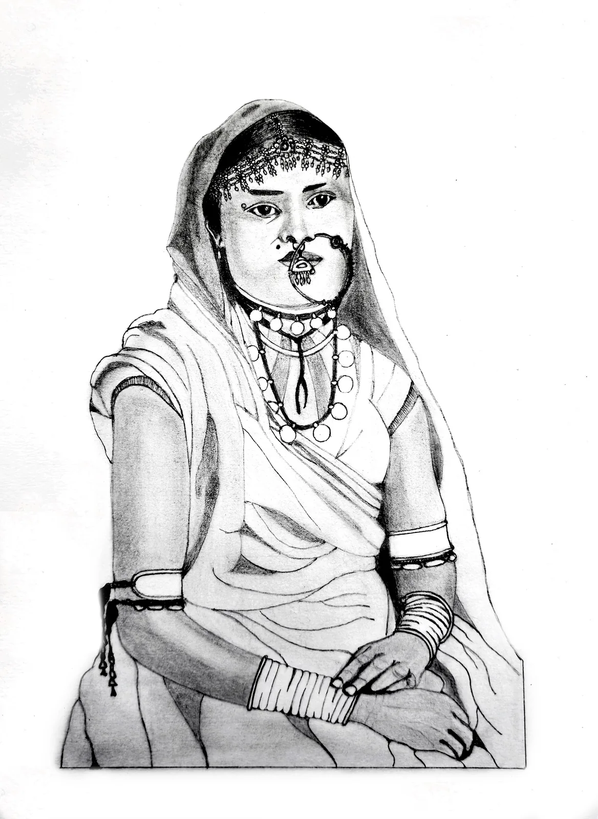 The first group of 463 Indian indentured labourers arrive in Fiji abroad the Leonidas: 2025 pencil sketch representing an indentured woman with Trinidadian roots; illustrates the wider girmitiya system and NOT the 463 passengers arriving in Fiji on the Leonidas in 1879.