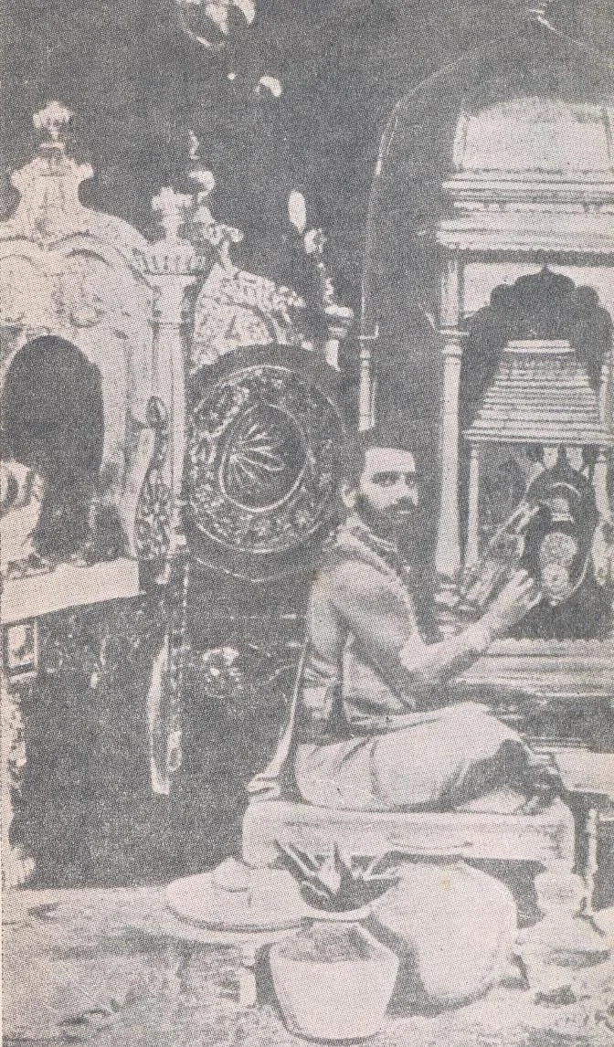 Birth of Chandrashekarendra Saraswati: Photograph identified as Chandrashekarendra Saraswati and dated 1933. The event concerns his birth in 1894; this is a portrait made decades later, not an image from his birth.