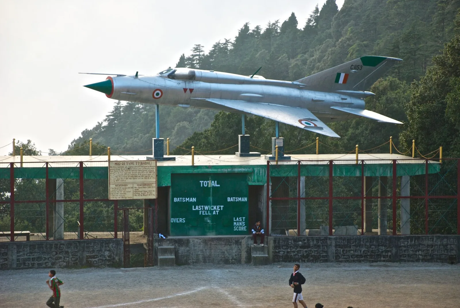 Sherwood College is founded in Nainital, India: Modern photo taken in 2012 of a MiG-21 displayed at Sherwood College in Nainital; it is not a photograph of the college's establishment in 1869.