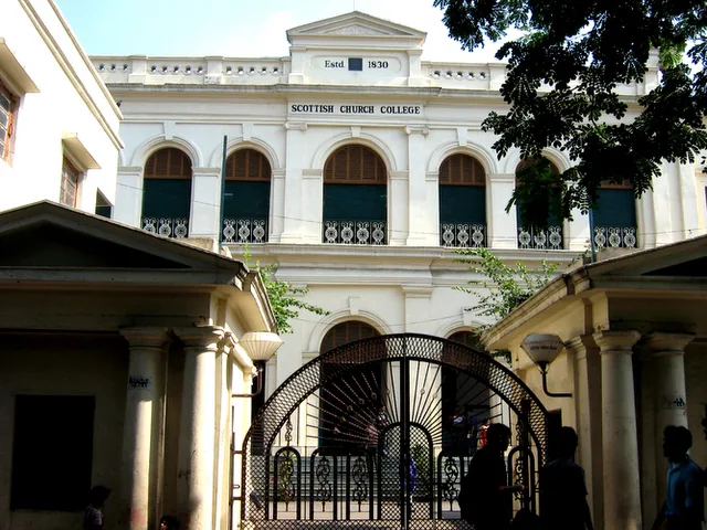 The General Assembly's Institution, now the Scottish Church College, one of the pioneering…: Modern exterior view of Scottish Church College, successor institution to the General Assembly’s Institution established in 1830.