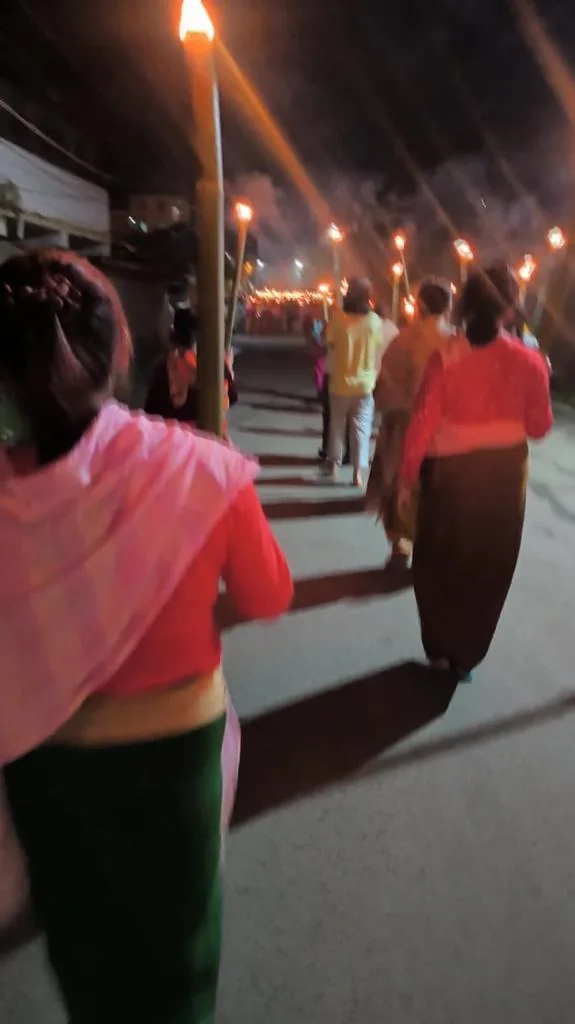 The Meira Paibis staged their landmark protest at Kangla Fort in Imphal: A Meira Paibi protest march photographed in 2023; documents the continuing women's movement, not the specific 2004 Kangla Fort protest.