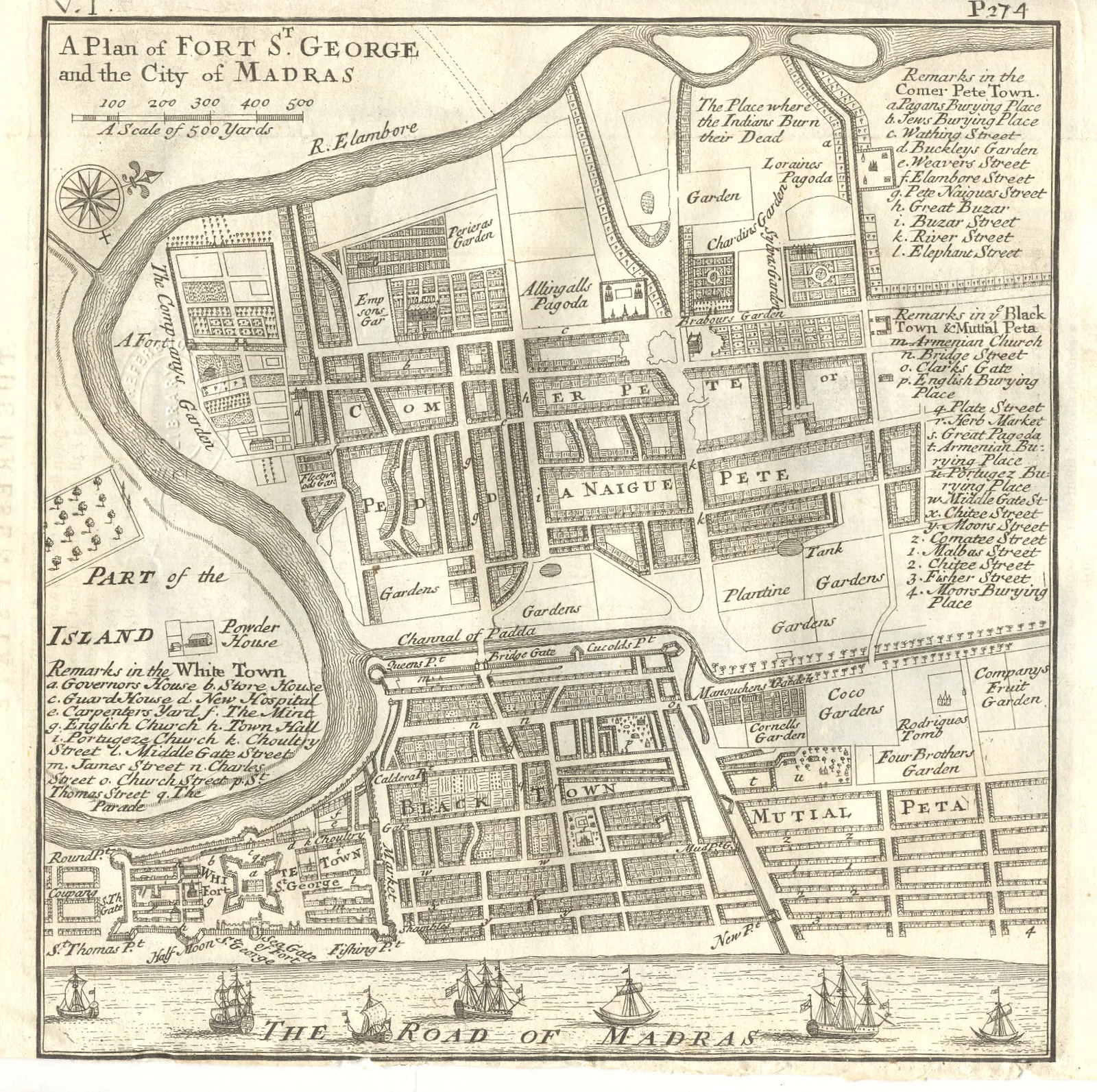 The founding day of Madras: 1726 plan of Fort St George and Madras, showing the settlement decades after its 1639 founding; not a contemporary depiction of the founding.