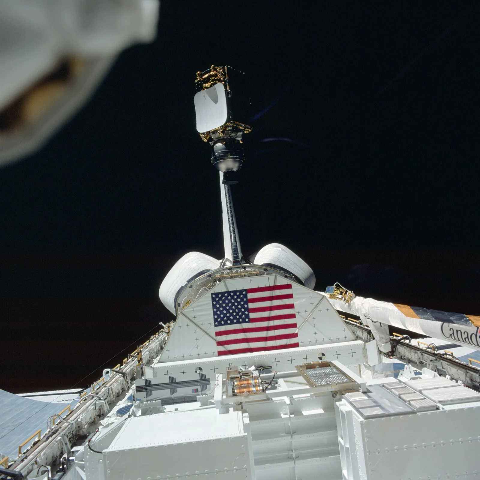 INSAT-1B launched: Actual astronaut photograph of INSAT-1B being deployed from Space Shuttle Challenger in August 1983, during the mission which placed the Indian satellite in orbit.