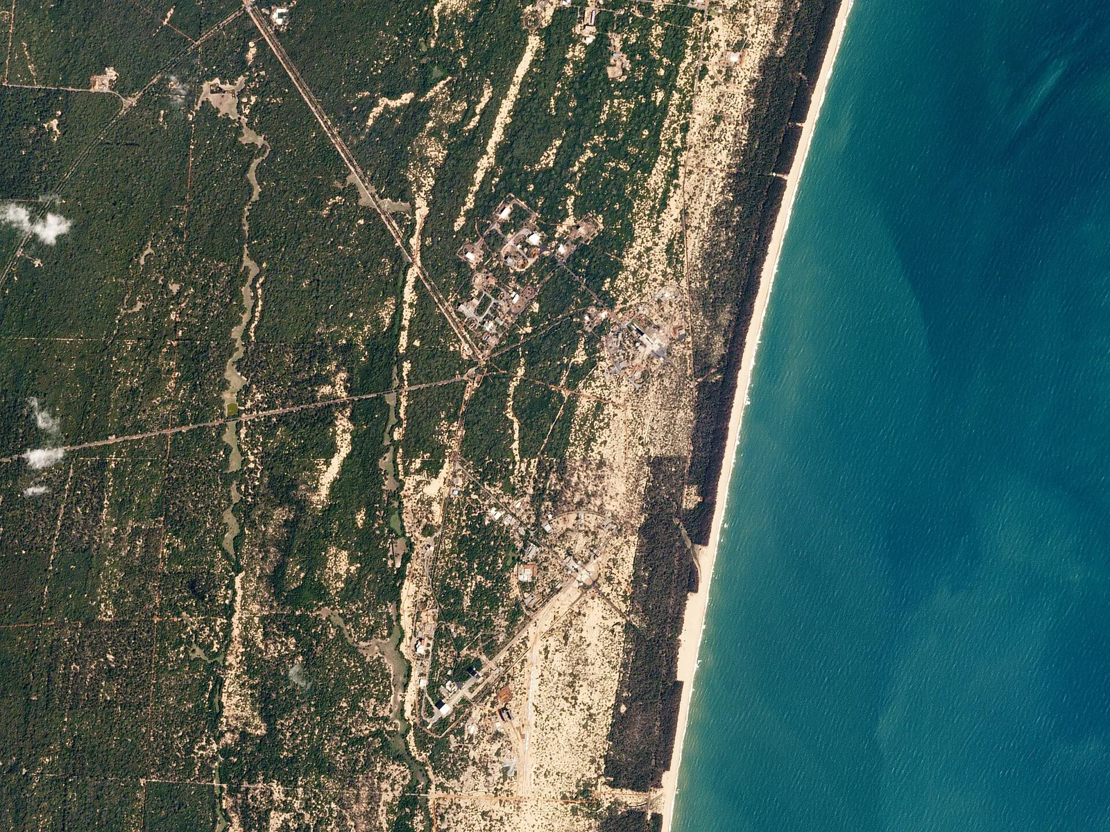 Birth of Satish Dhawan is born: 2017 satellite image of Satish Dhawan Space Centre at Sriharikota, named for scientist Satish Dhawan, born in 1920. Not a portrait or photo from his birth.