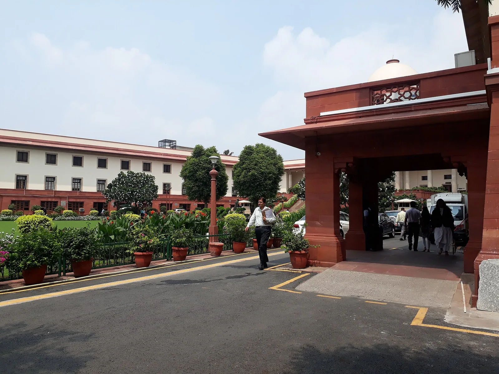 Supreme Court strikes down the adultery offence in Joseph Shine: Modern photograph of the Supreme Court of India's interior complex; a contextual building view, not a court-session photograph of the 2018 Joseph Shine judgment.