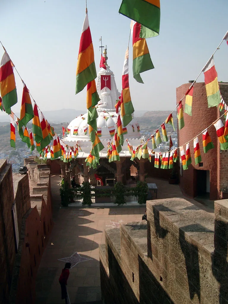 A Jodhpur temple stampede in western India kills over 224 people, and injures 400: A photograph taken on 23 December 2006 of the Chamunda Devi Temple at Mehrangarh Fort in Jodhpur. The deadly crowd stampede took place there in September 2008, almost two years later. This photo depicts the site before the disaster, not the disaster.