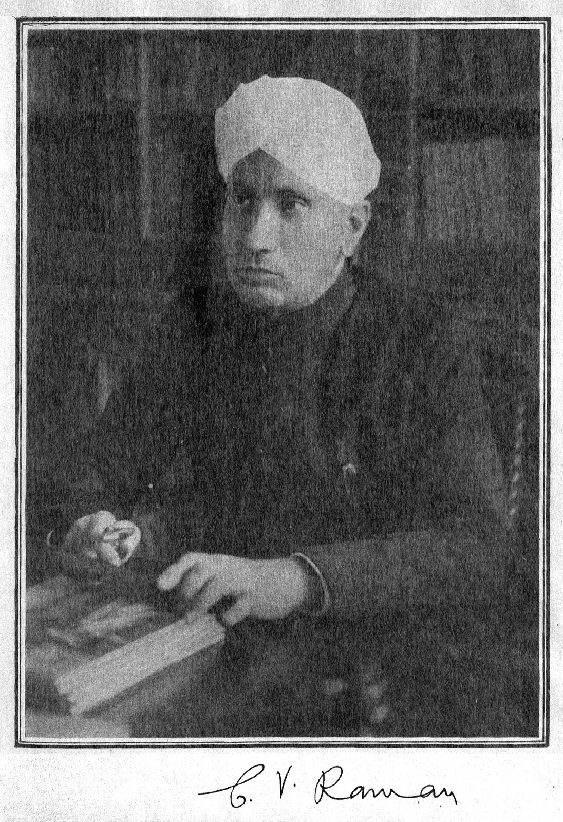 Birth of Chandrasekhara Venkata Raman: 1940 photograph of physicist C. V. Raman, who was born in 1888; not a photograph of his birth.