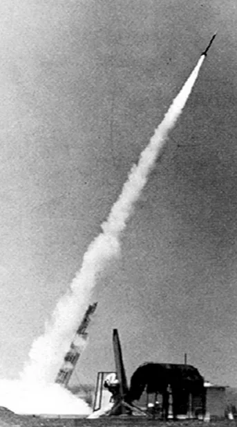 India launched its first sounding rocket from Thumba: Archival image captioned as a Nike Apache rocket shortly after launch at the Thumba Equatorial Rocket Launching Station in 1963; upload metadata is from 2012.