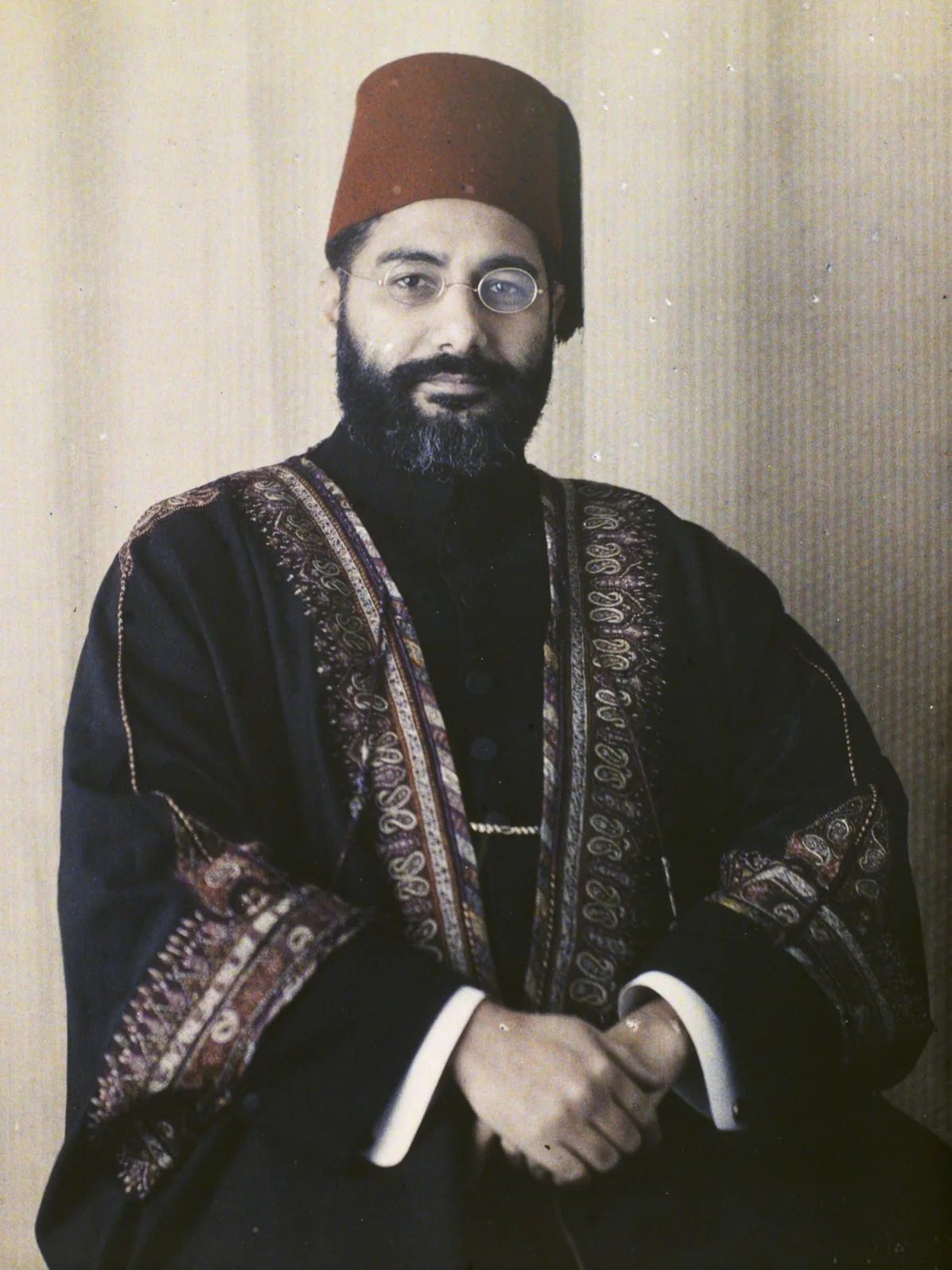 Death of Syed Sulaiman Nadvi: Autochrome photograph of historian Syed Sulaiman Nadvi made by Auguste Léon on 20 May 1920, before Nadvi's death in 1953. It does not depict the death event.