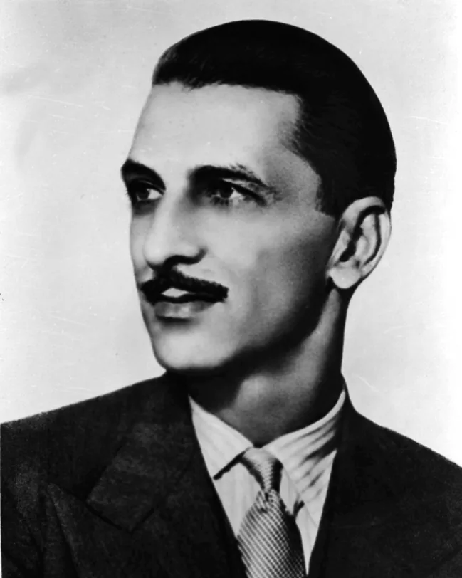 Death of J. R. D. Tata: A portrait photograph of J. R. D. Tata dated November 1955; it does not depict his death in 1993.