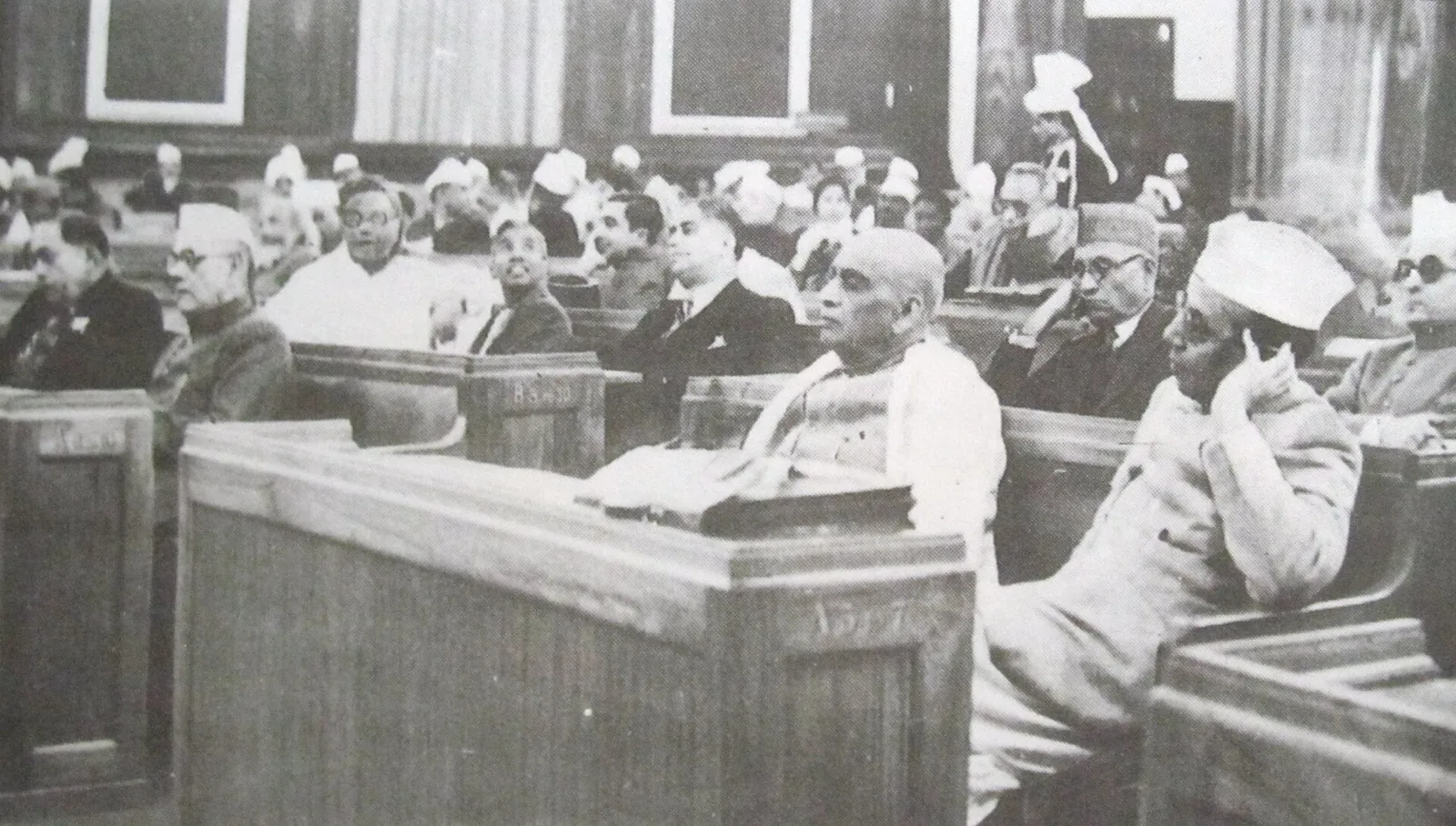The Constituent Assembly of India meets for the first time: Archive image dated 11 December 1946, two days after the Constituent Assembly first met on 9 December. Do not claim it depicts the inaugural day.