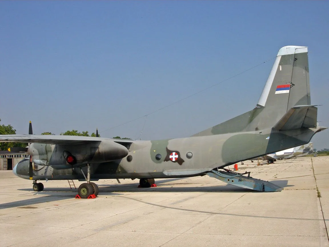 Arms were dropped from an aircraft over Purulia district: Photograph of a Serbian Air Force Antonov An-26 transport aircraft, the same aircraft model associated with the December 1995 Purulia arms-drop case; not the actual aircraft involved.
